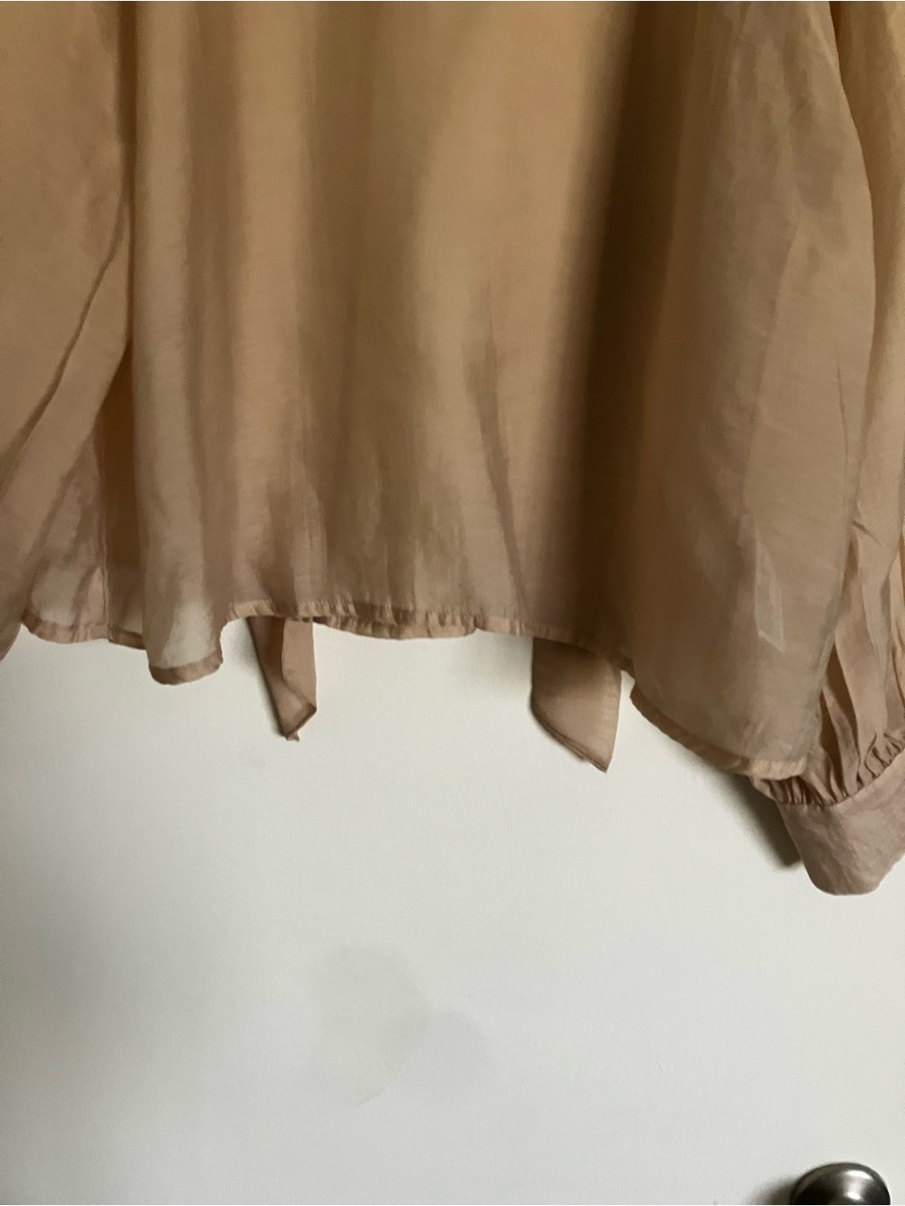 NWOT-Prologue Beige Sheer Peasant Blouse XL Lightweight Boho Flowy Top - Picture 7 of 11